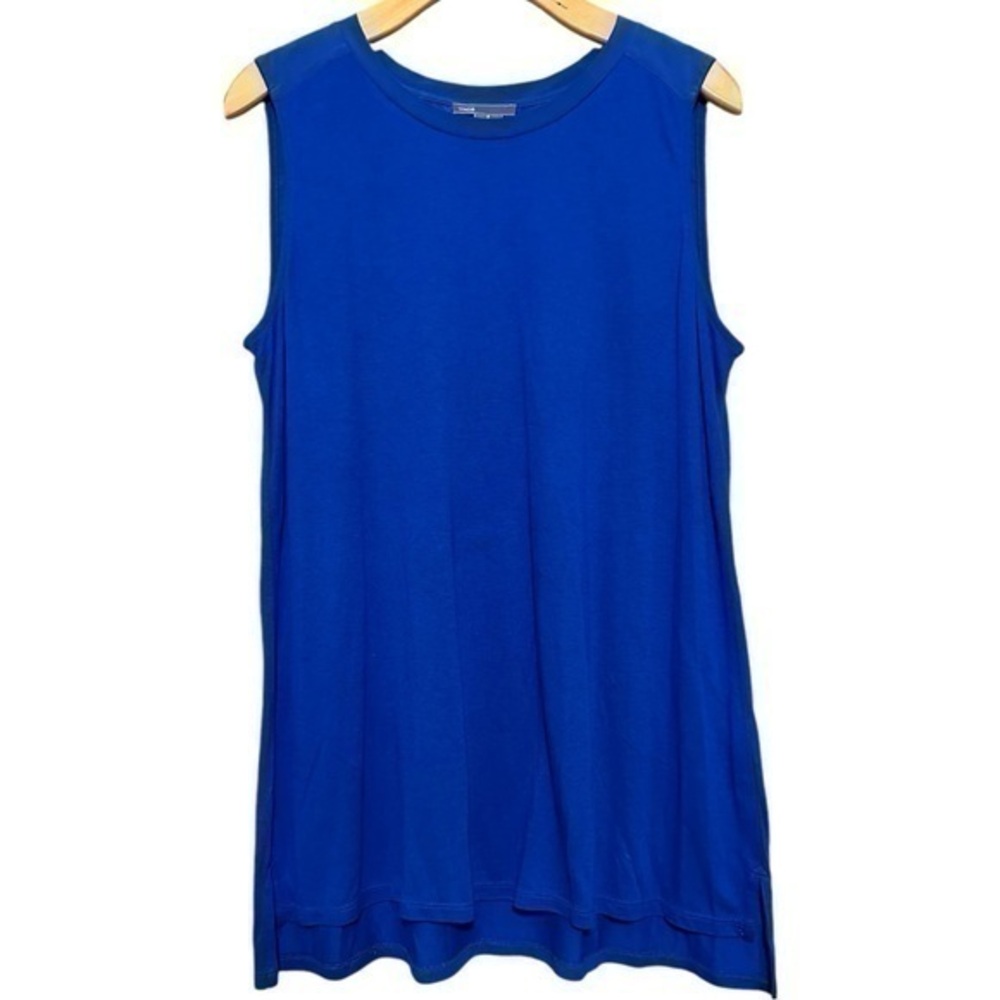 Vince Women’s Size L Royal Blue Rayon Knit Silk Blend Sleeveless Long Tank Top